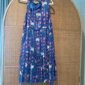 Oliphant Blue Women’s Dress with Palm Tree Print